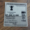 1982 League Cup Final Ticket vs Liverpool