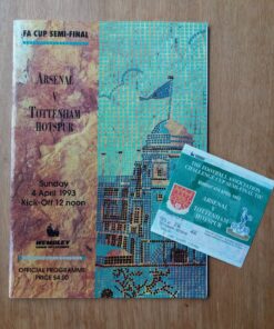 1993 FA Cup Semi Final vs Arsenal - Programme & Ticket