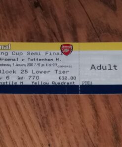 2008 League Cup Semi Final vs Arsenal (Unused) TICKET