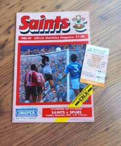 1988/89 League Cup 4th Round vs Southampton - Programme & Ticket