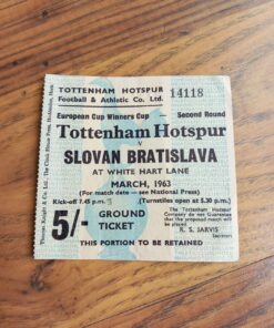 1962/63 European Cup Winners Cup Quarter Final vs Slovan Bratislava - Ticket