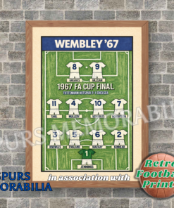 Spurs 1967 FA Cup Line Up Print