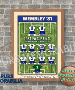Spurs 1981 FA Cup Line Up Print